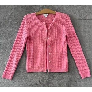 Charter Club Y2K 90s Pink Cable Knit Cardigan Preppy Sz Small Petite